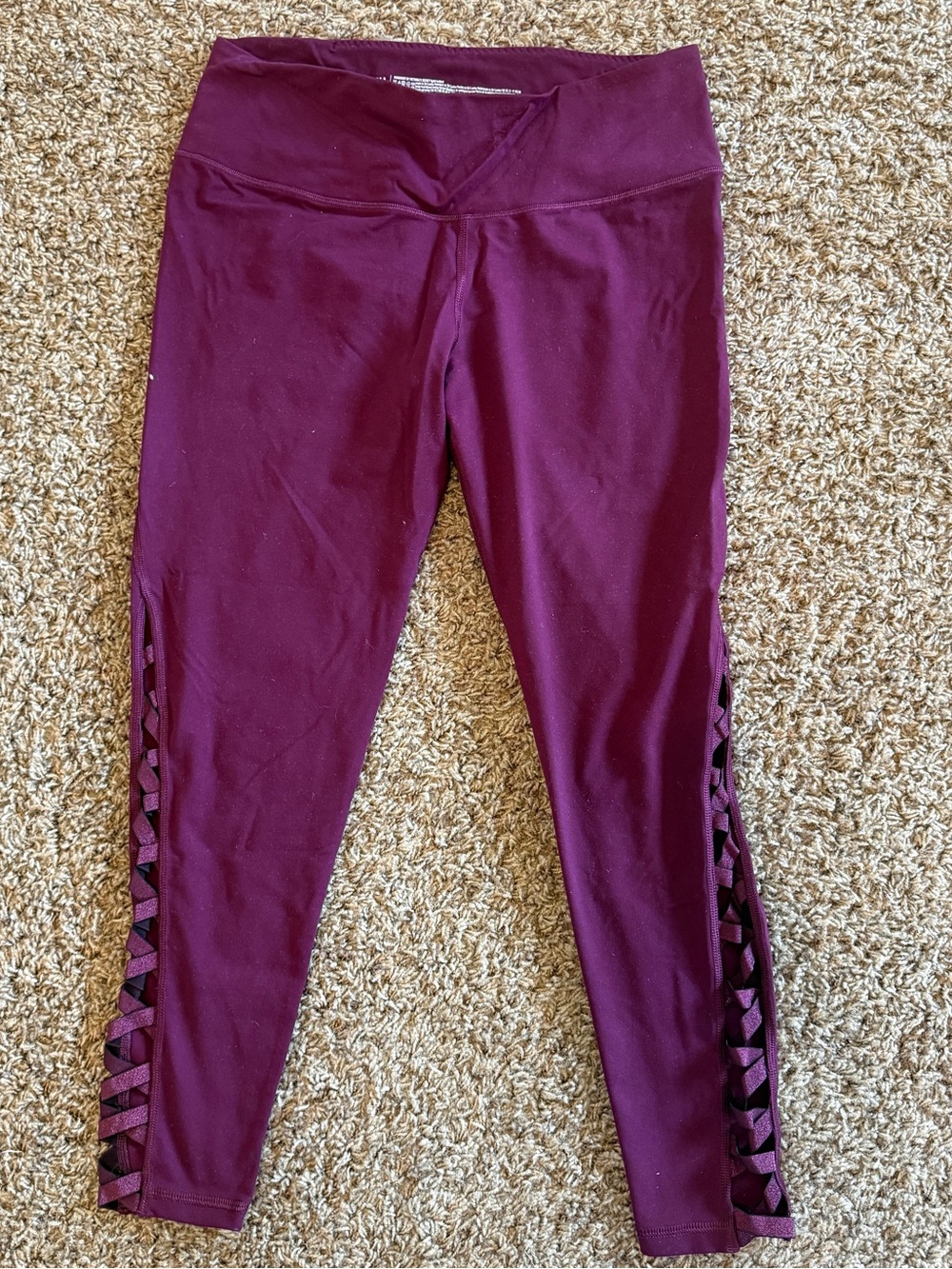 Victoria's Secret Burgundy Leggings with Side Lattice Detail